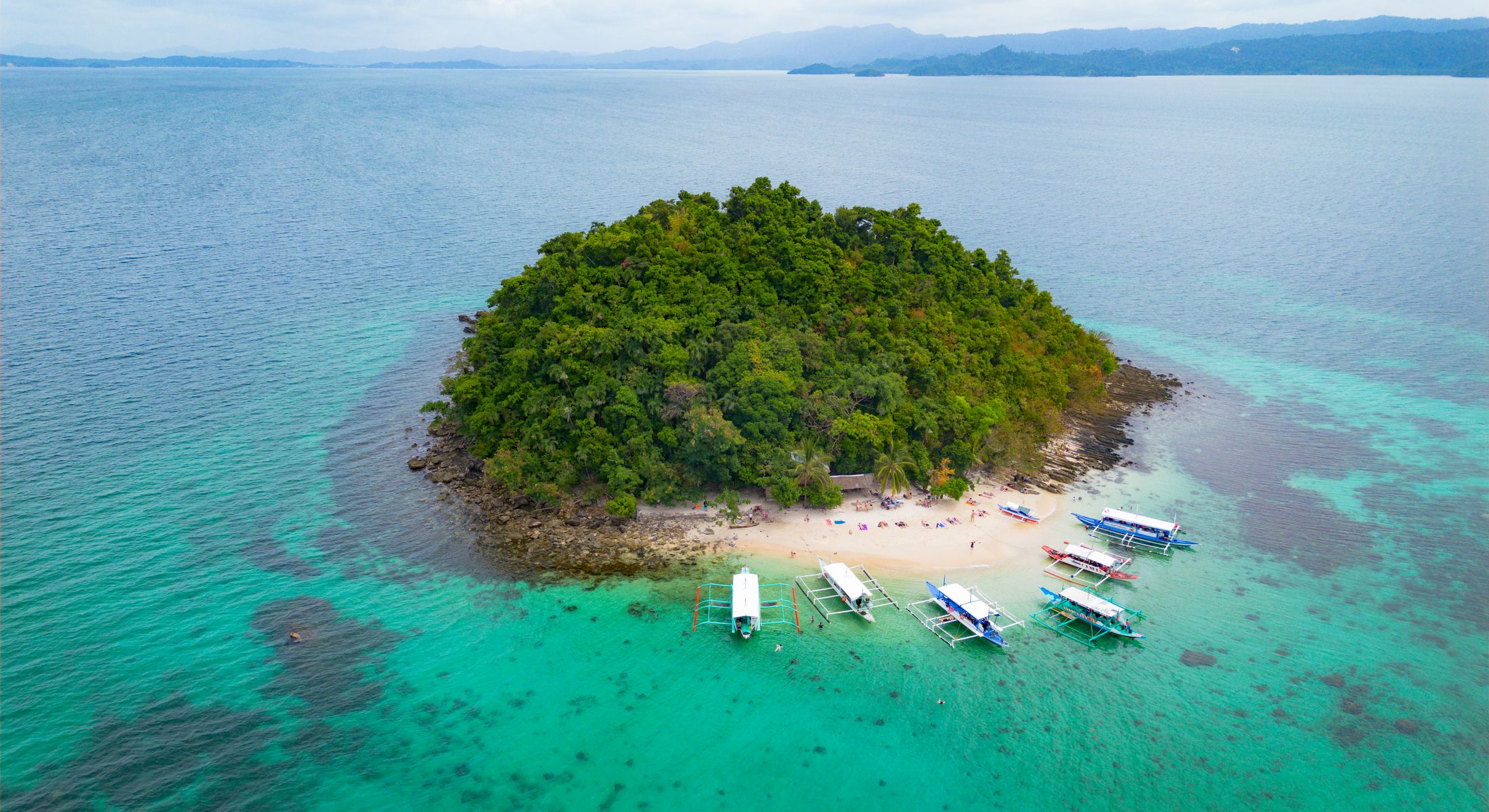 Aerial tropical island in Palawan