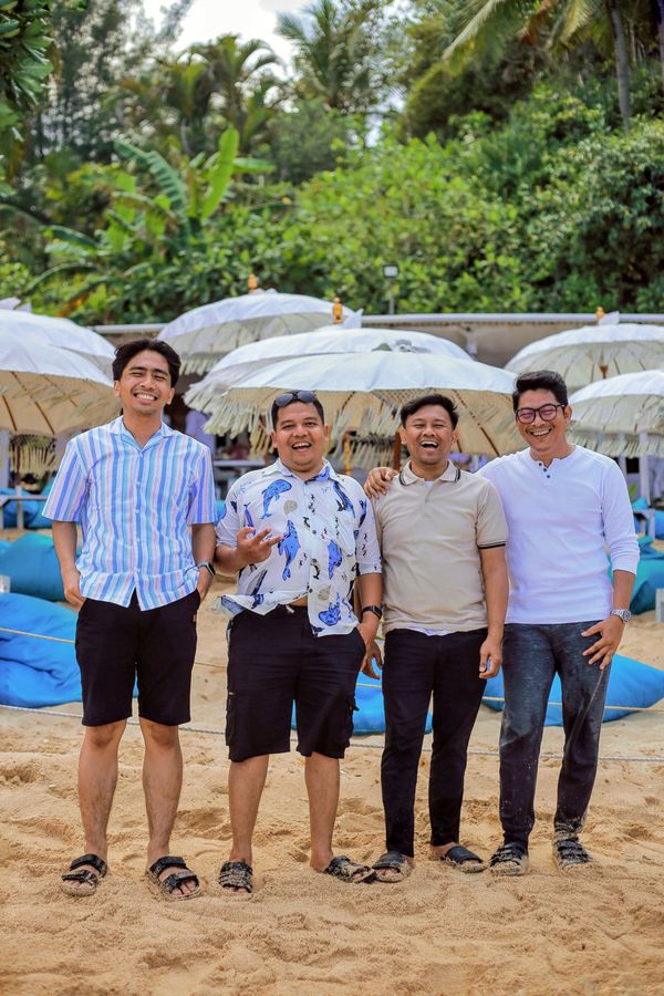 Friends enjoying a tropical beach together