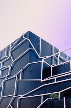 墨尔本当代建筑的立面采用几何图案，体现了现代风格