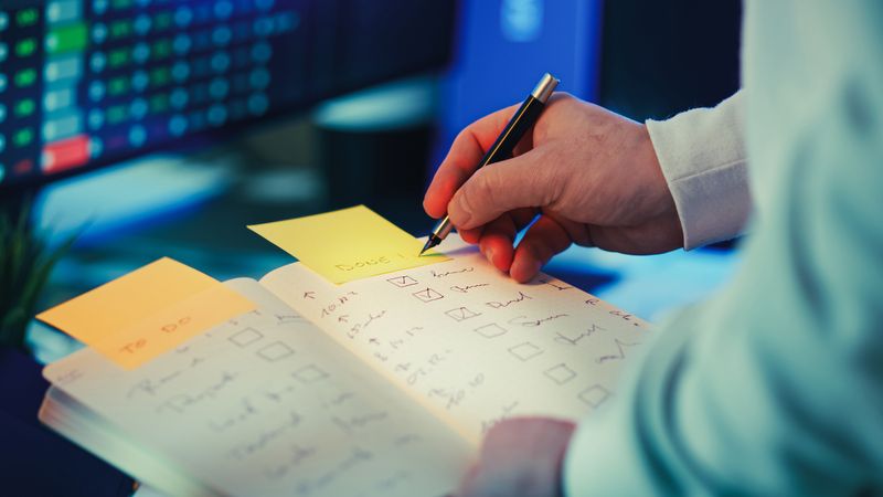 Notes and checklist on a desk