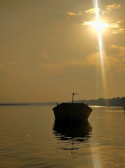 Free stock photo of boat, colors in india, golden sun