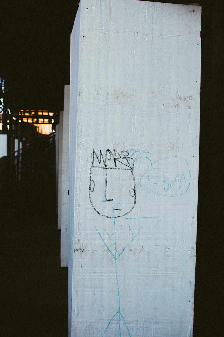 White Concrete Wall With Drawing