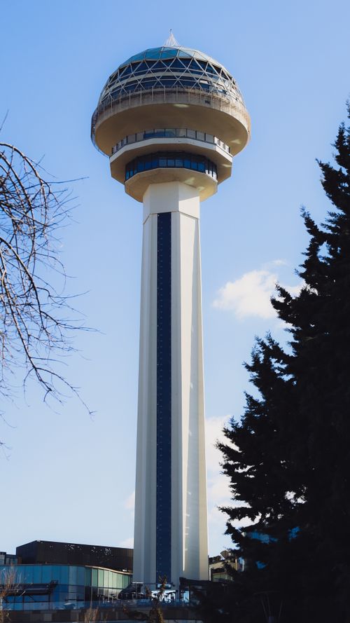 Free A striking view of Atakule Tower in Ankara with clear blue skies, showcasing its architectural beauty. Stock Photo