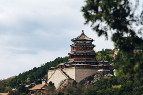 Free Breathtaking view of the Summer Palace's classic Chinese architecture nestled in lush greenery. Stock Photo
