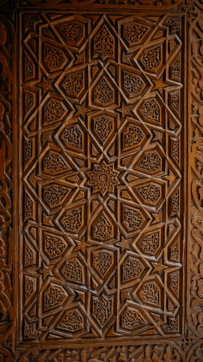 Carved walnut woodwork