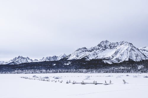 Foto Pemandangan Pegunungan Yang Tertutup Salju Pada Siang Hari