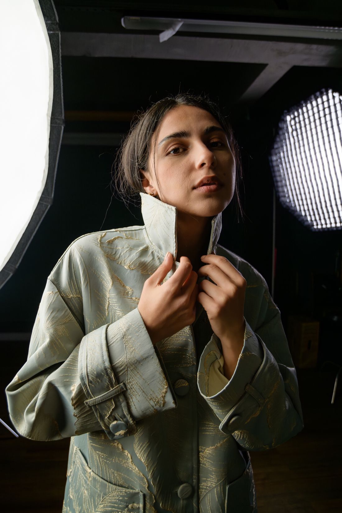 Editorial portrait in a fashion studio