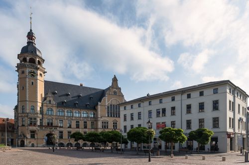 Free A picturesque view of the historic town hall in Köthen, showcasing Gothic architecture. Stock Photo