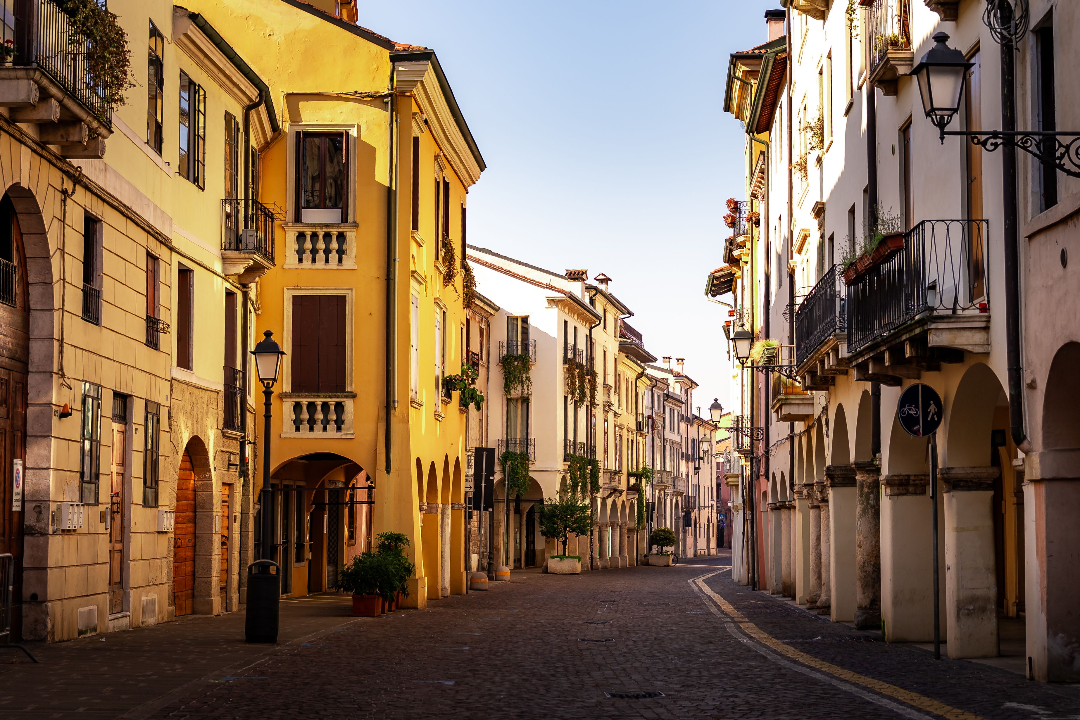 Charming Historic Street in Italian Town at Sunrise · Free Stock Photo
