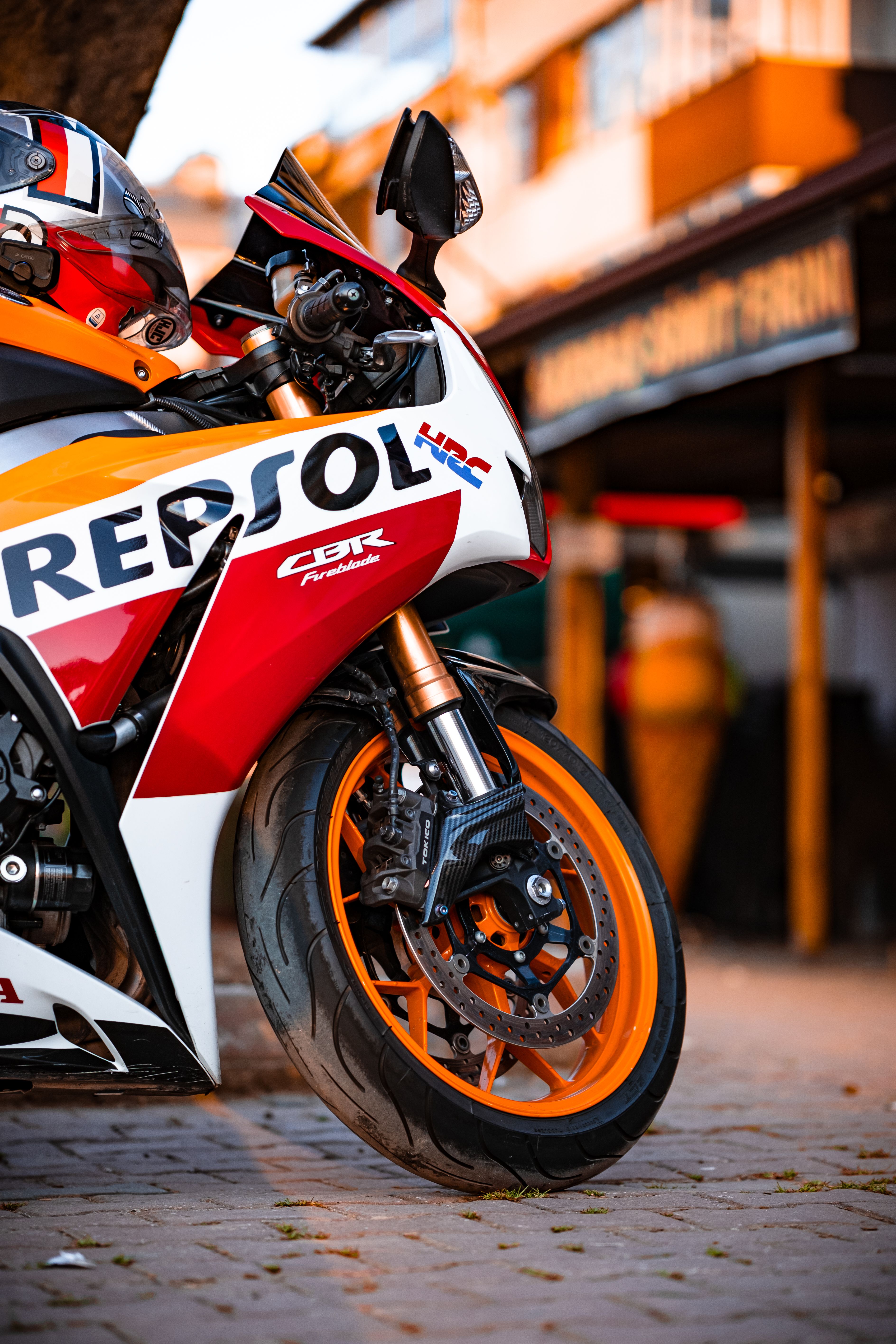 Vibrant Repsol Motorcycle in Yalova Street · Free Stock Photo