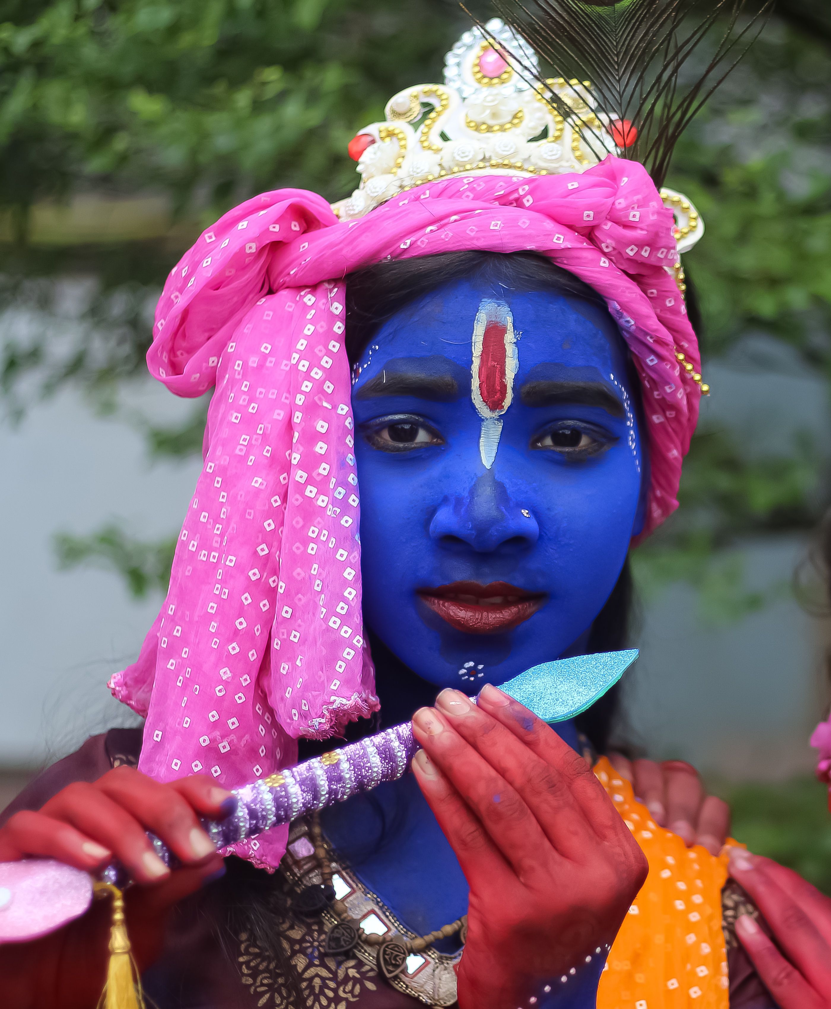 Colorful Krishna Devotee at Cultural Festival · Free Stock Photo