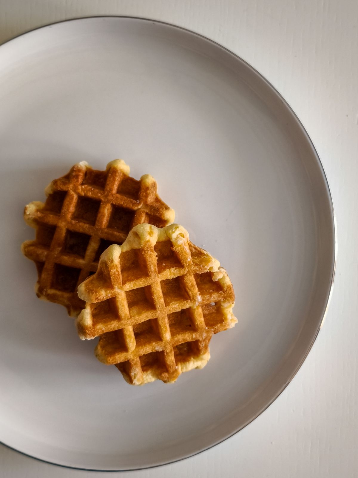 Finished Belgian waffles after using properly mixed batter