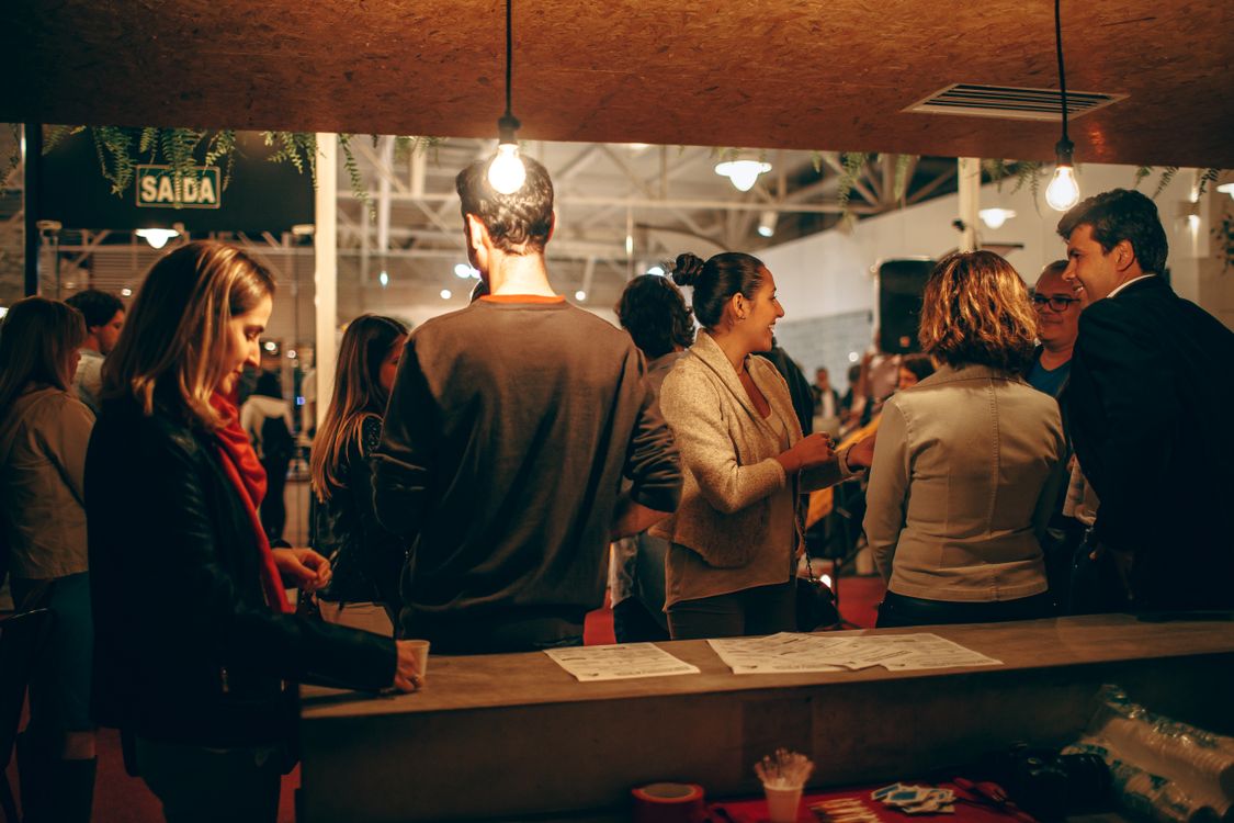 business professionals at trade show conference and networking event