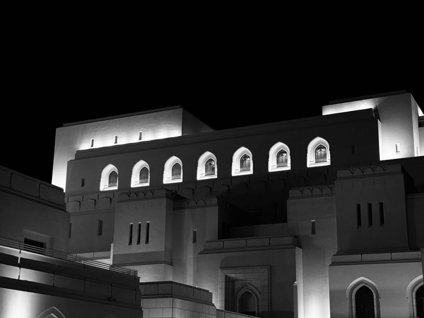 The modern exterior of the National Museum of Oman in Muscat, inviting visitors to explore Omani heritage.