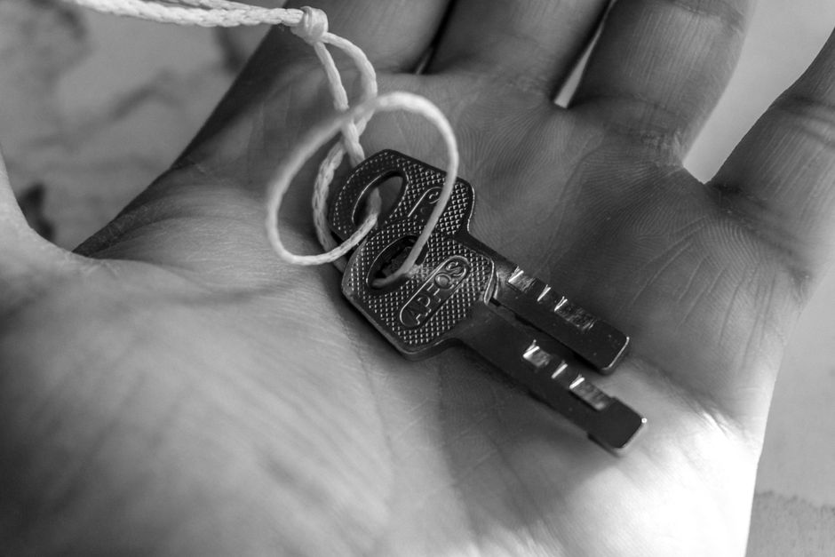while resetting a bag, keys, and notebook near the door too many steps are hidden until the moment begins lifestyle photo 2