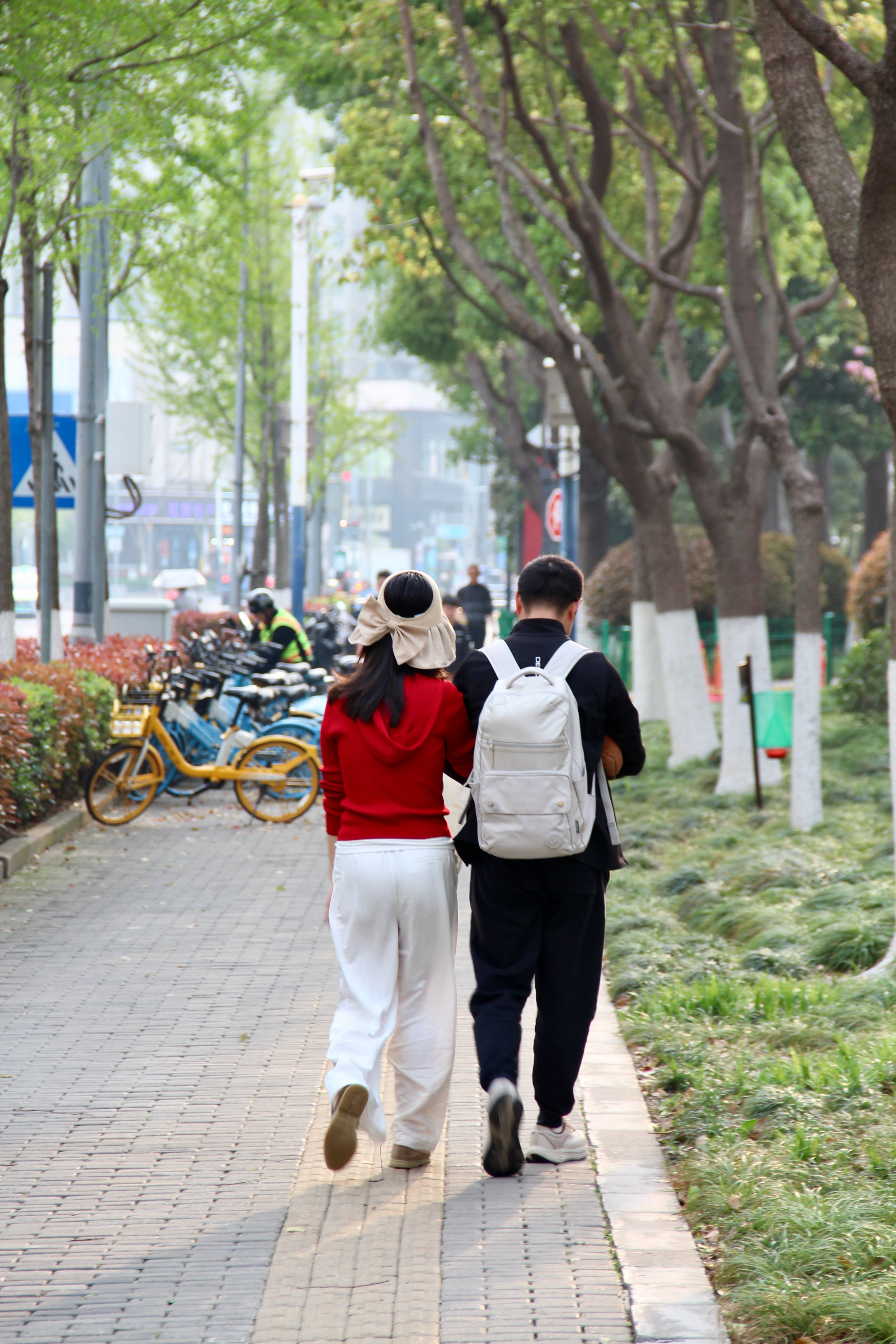 Young couple using smartphones for dating apps