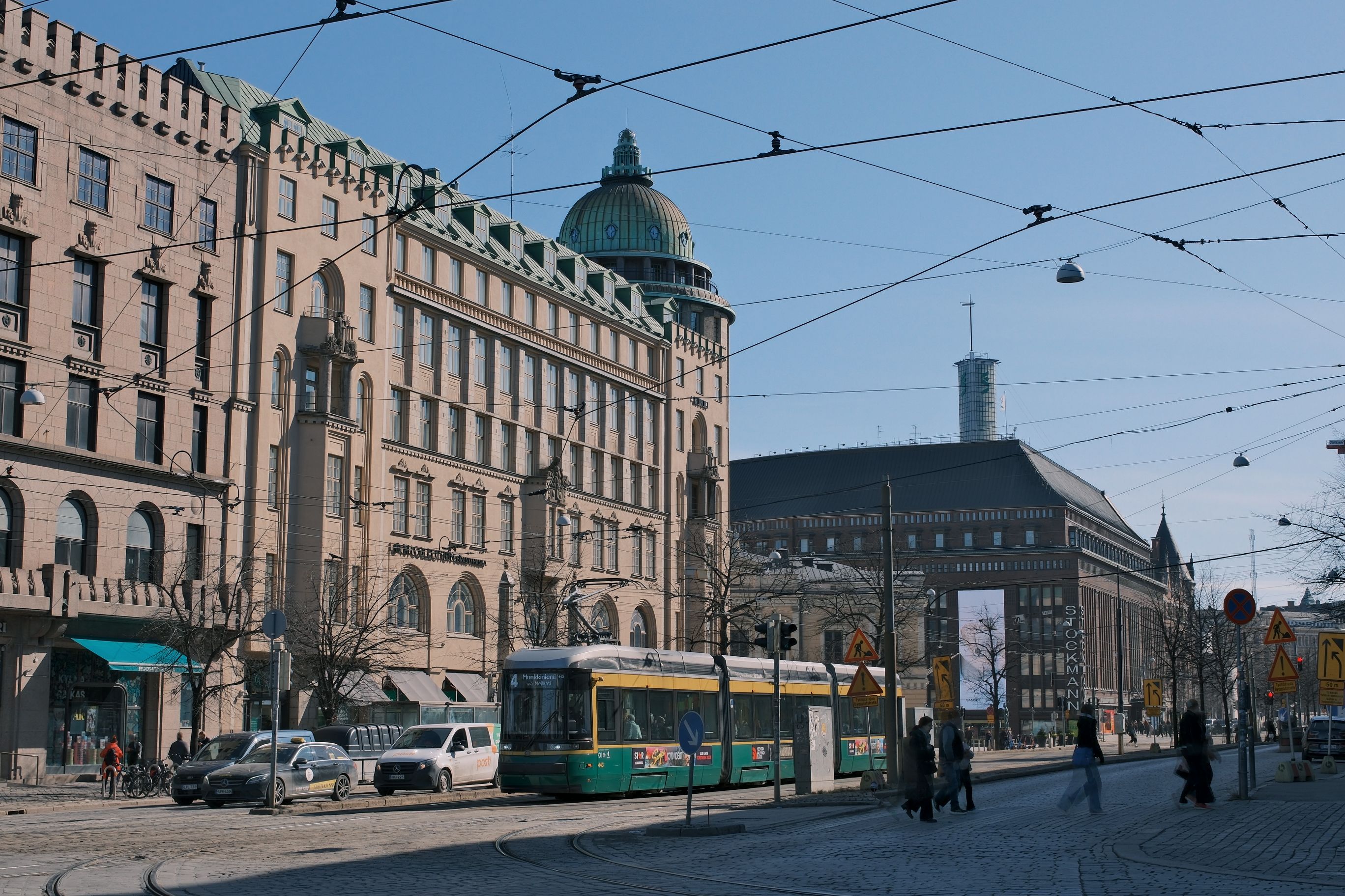 Historic City Street with Tram and Architecture