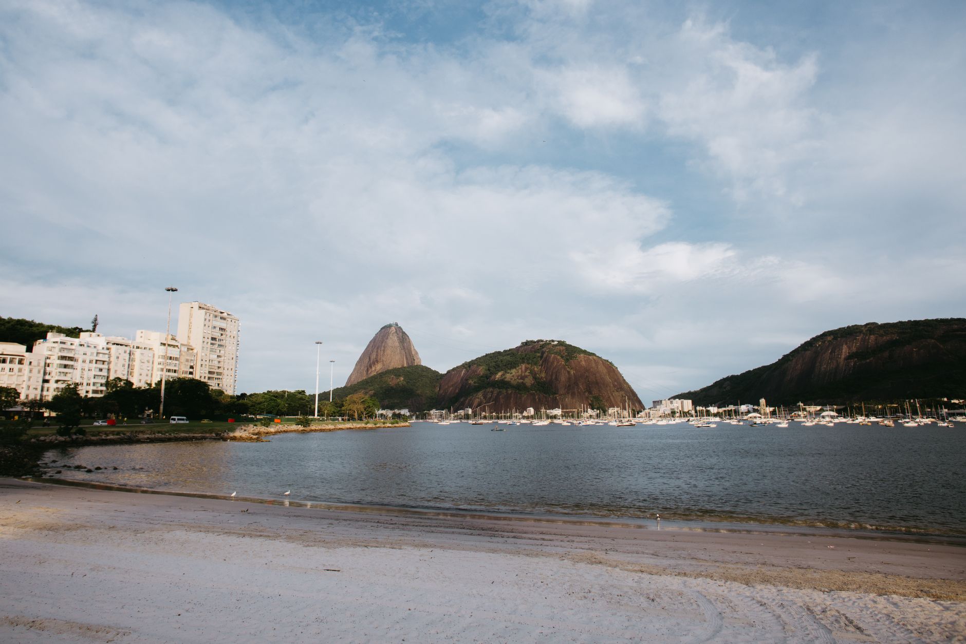 Botafogo Bay with Sugarloaf Mountain rising behind the waterfront, Rio de Janeiro