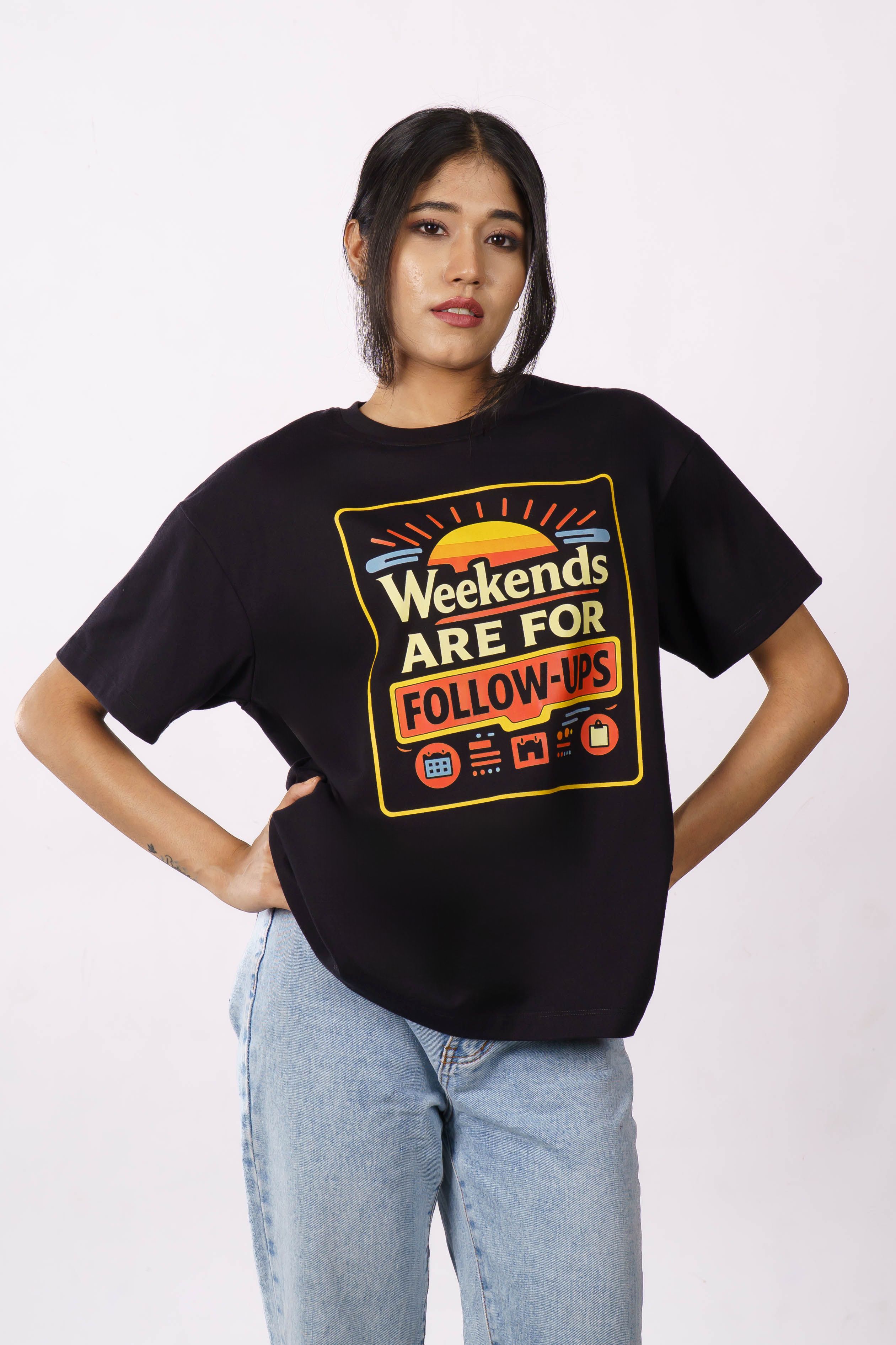 Camiseta Oversized Preta Estampada