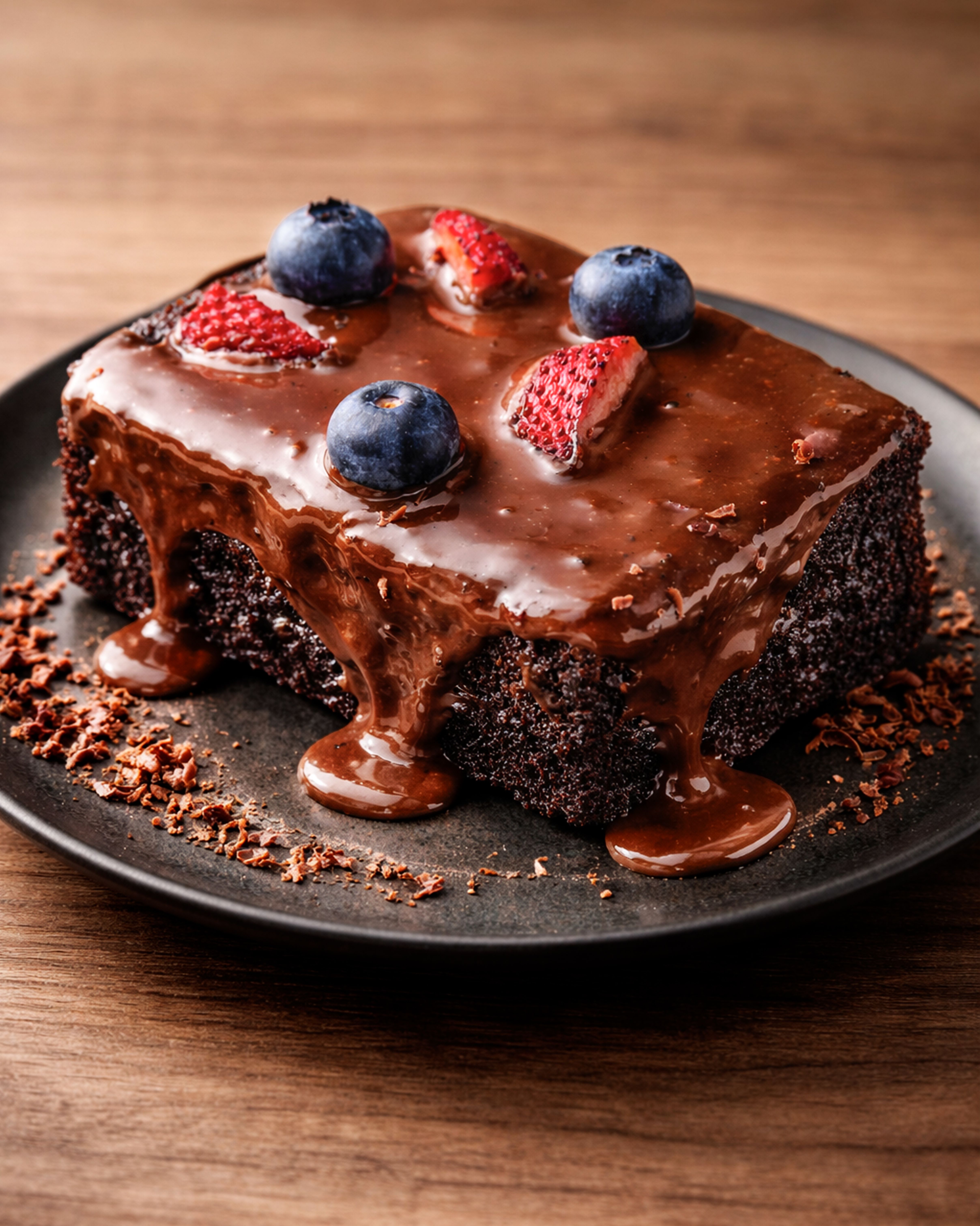 A Chocolate Cake With Strawberry on a Ceramic Plate · Free Stock Photo