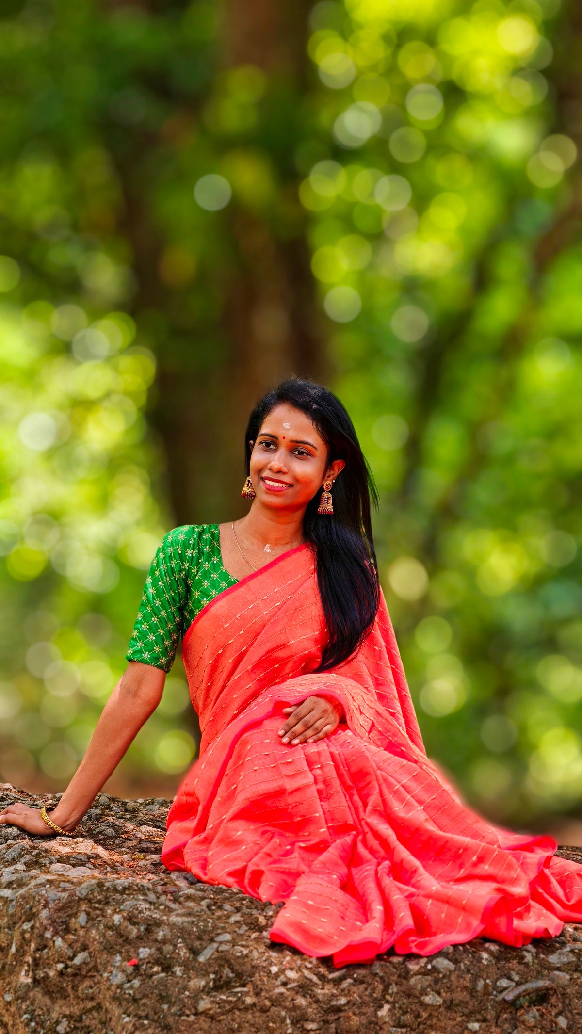 Serene Indian Woman in Traditional Attire Outdoors · Free Stock Photo