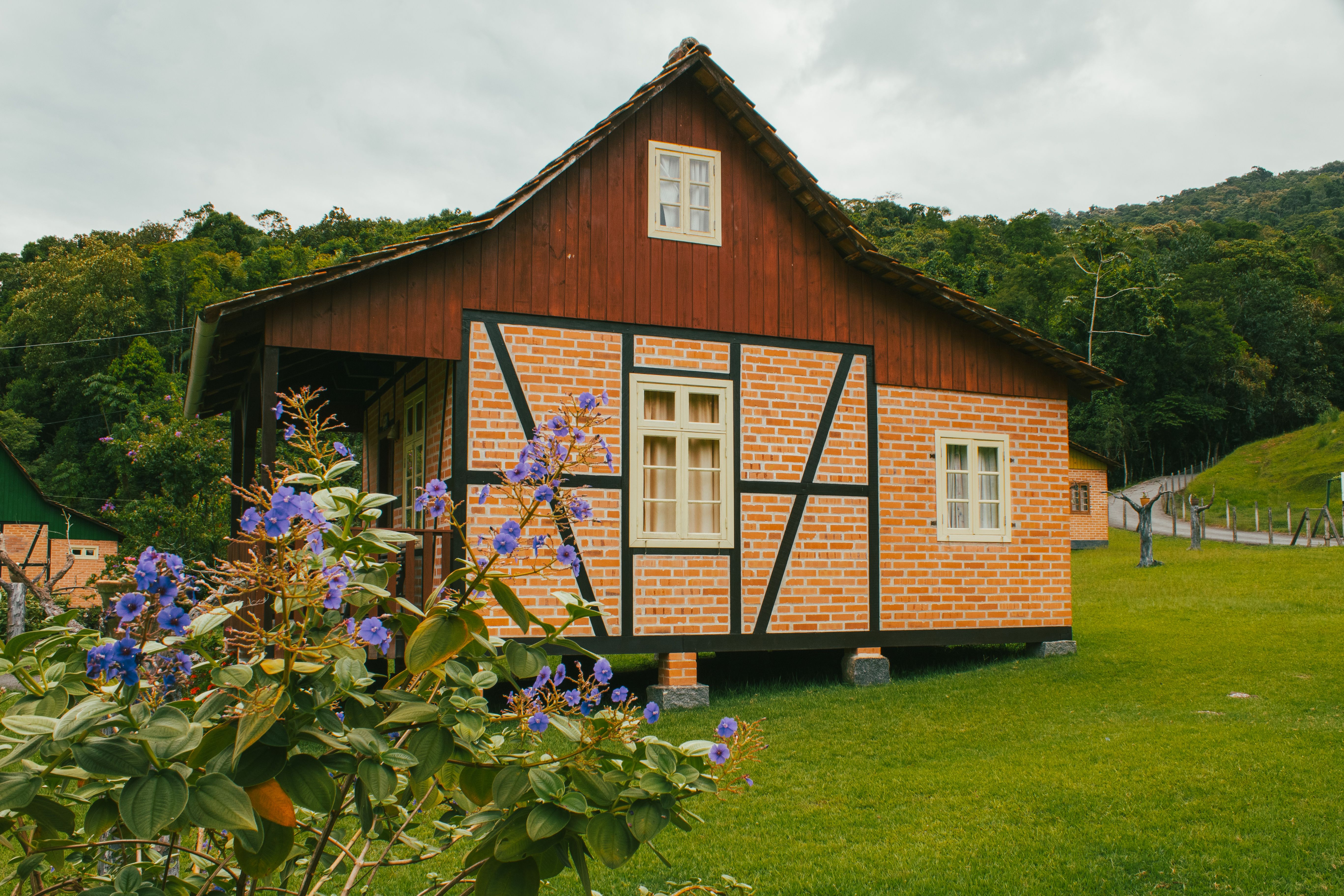 Half-timbered German-style buildings at Vila Germanica Blumenau