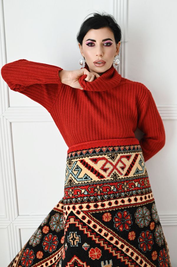 Woman in soft knit winter outfit