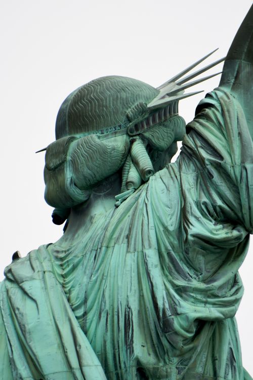 Free Detailed view of the Statue of Liberty's texture and patina. Iconic monument in New York City. Stock Photo