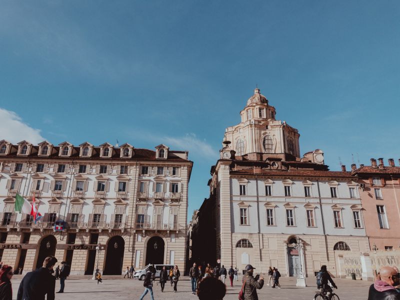 Scenic view of Piazza Castello in Turin, Italy