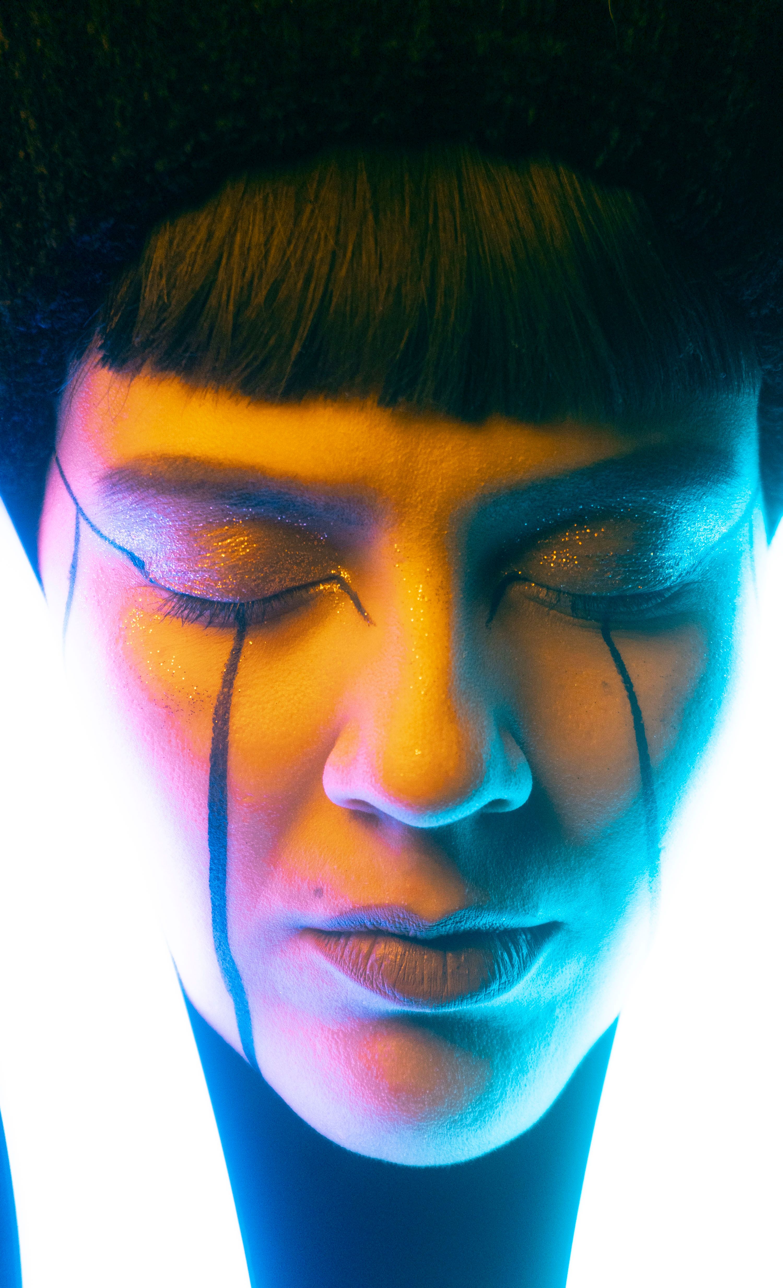 Artistic Portrait with Neon Light Effects · Free Stock Photo
