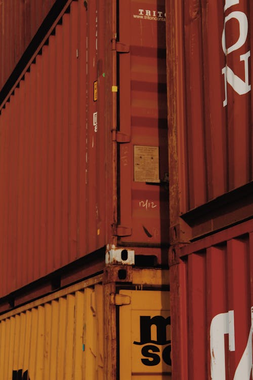 Red and Yellow Cargo Containers