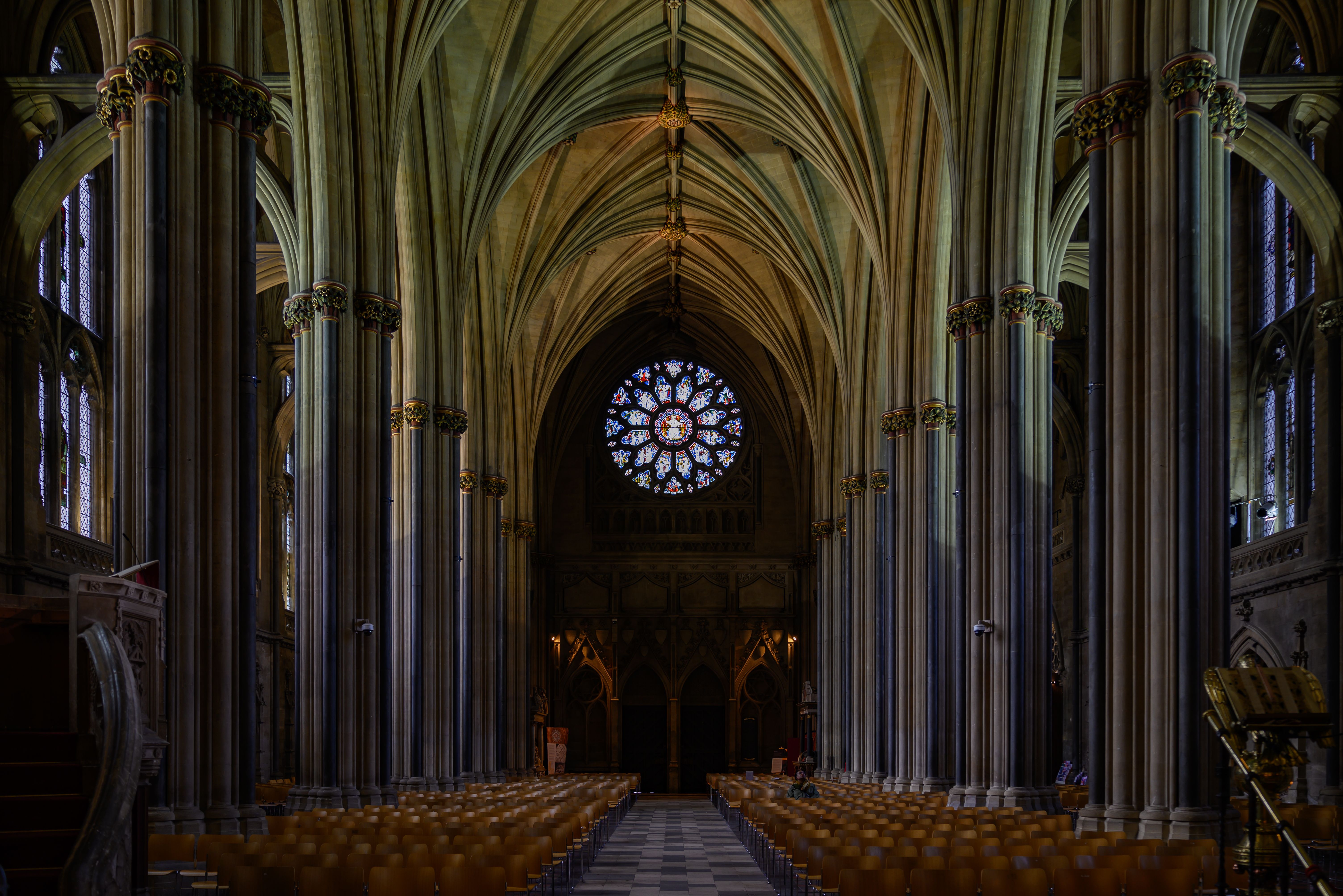 Gothic Cathedral Interior with Majestic Vaulted Ceilings · Free Stock Photo