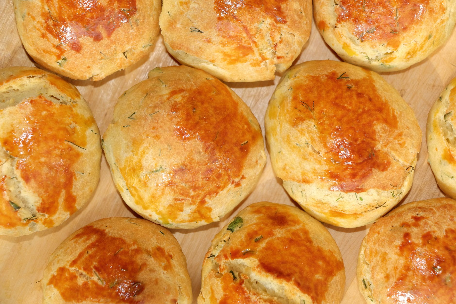 Dill Deli Rolls on a wooden board