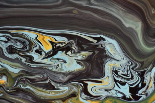 Free Dynamic fluid art painting with vivid swirls and bold colors. Stock Photo