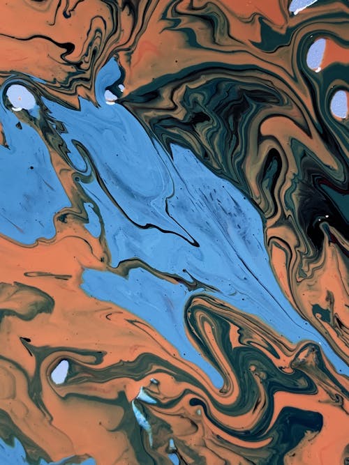 Pintura Abstrata Azul E Marrom