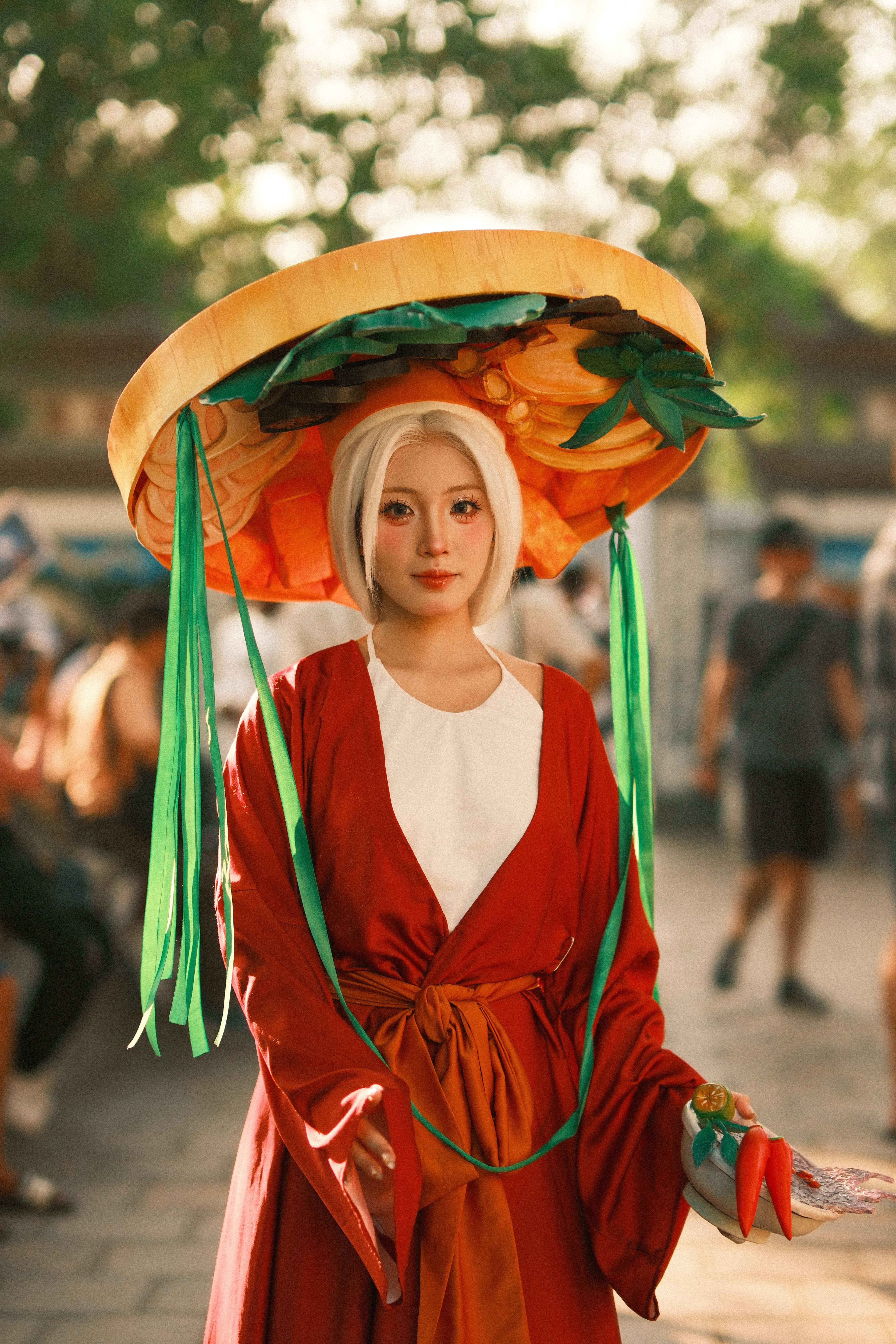 Traditional Vietnamese Costume with Artistic Hat