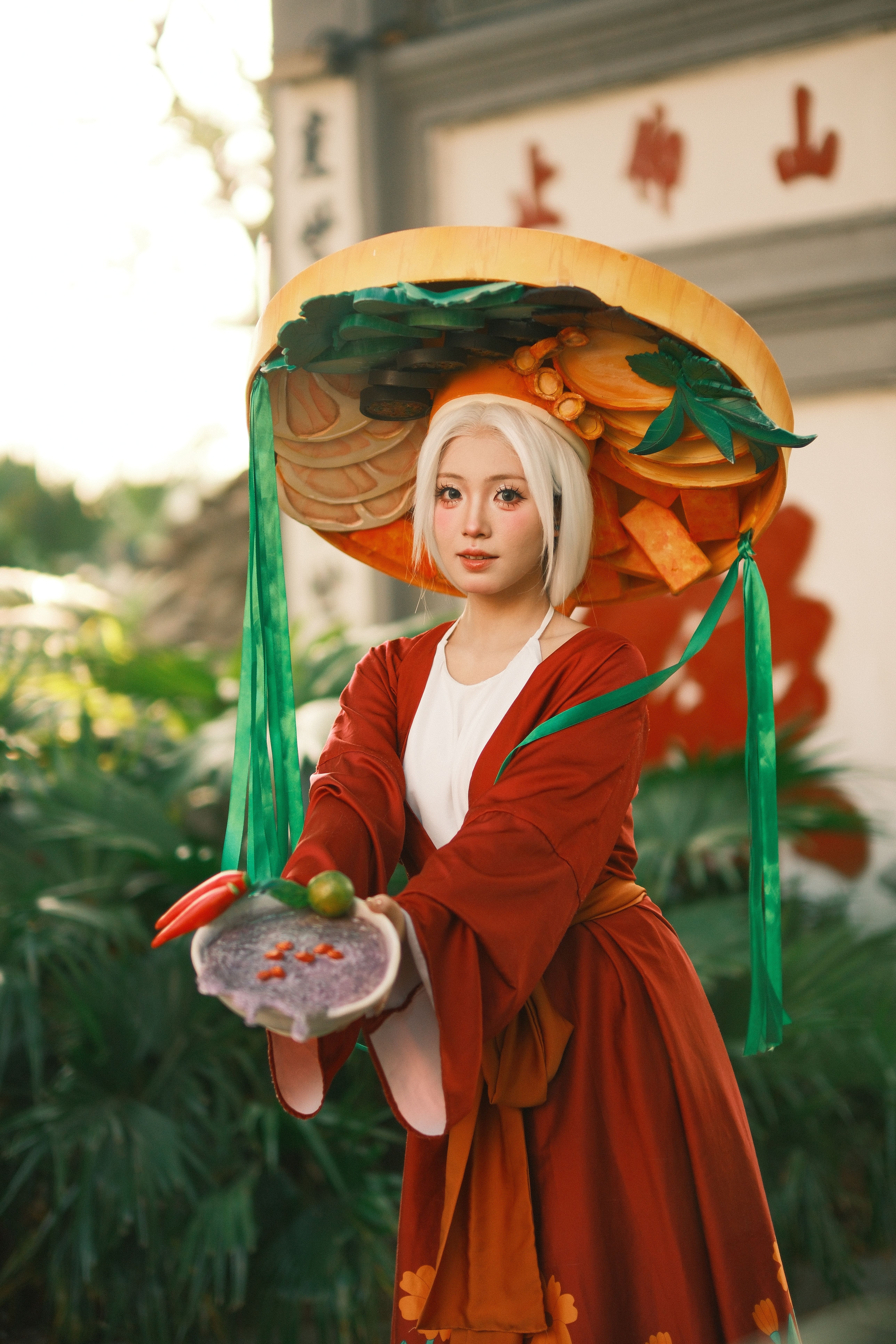 Vibrant Vietnamese Costume Portrait in Nature