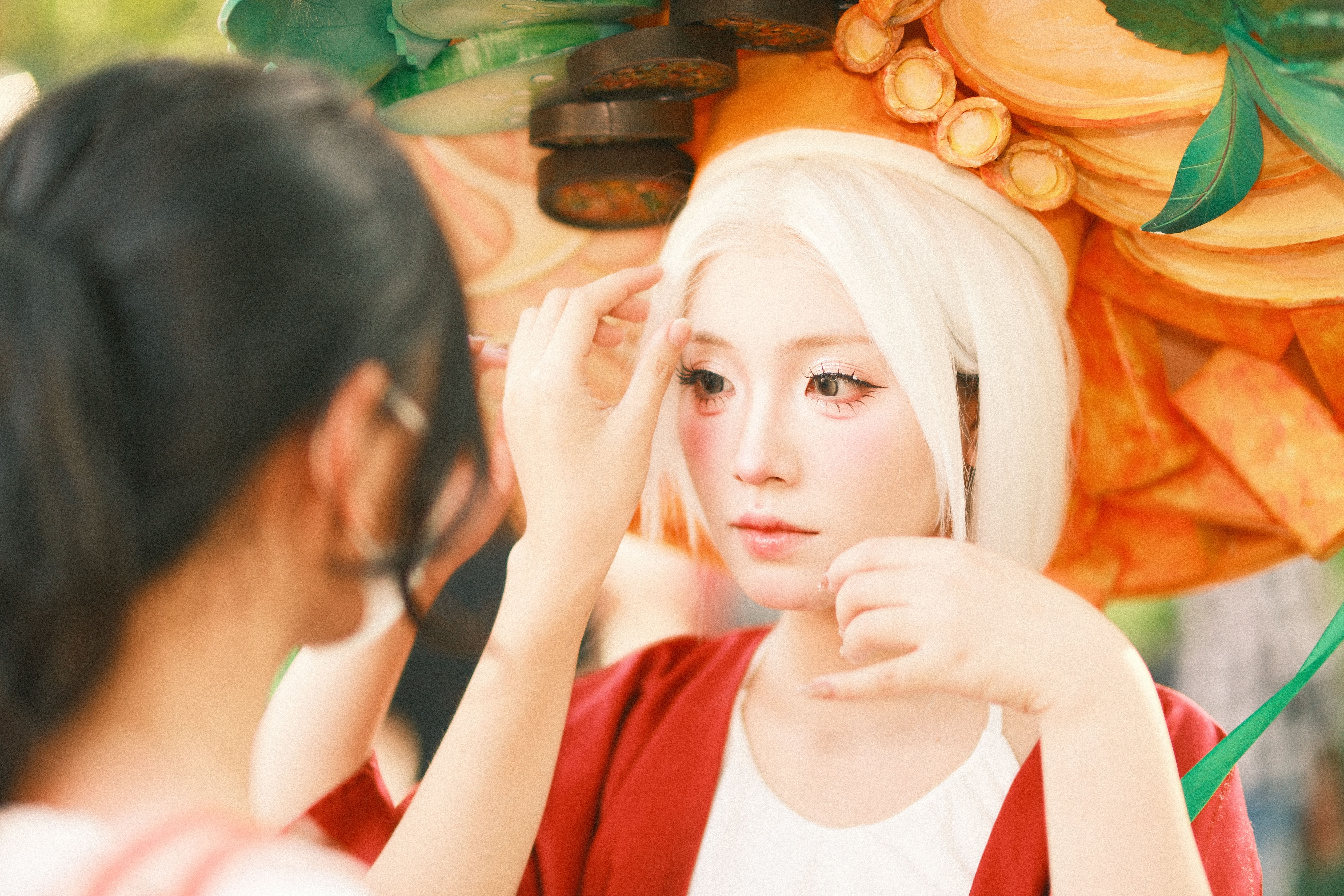 Cosplay Preparation in Vietnam with Intricate Headpiece