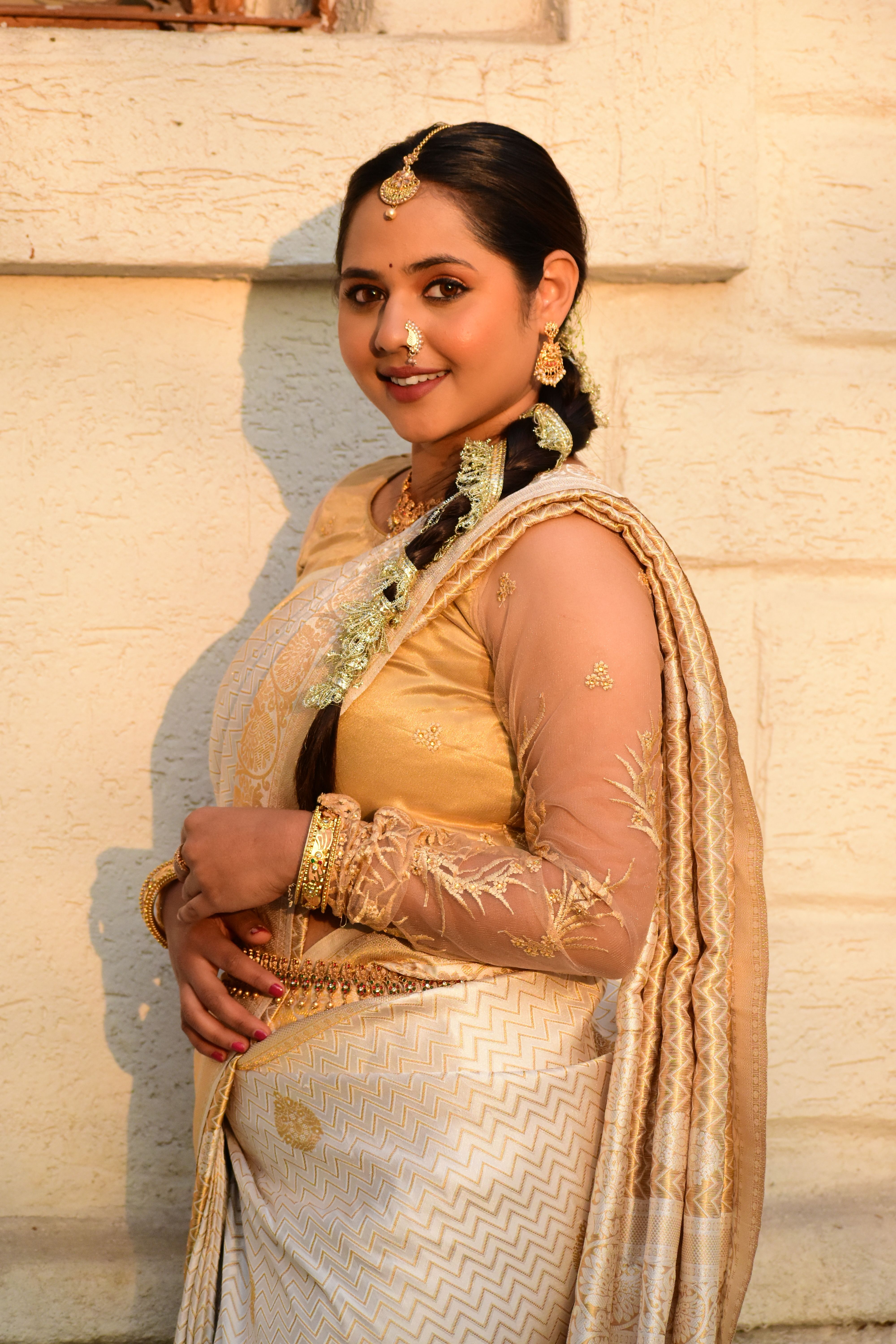 Elegant Woman in Traditional Indian Sari Outdoors · Free Stock Photo