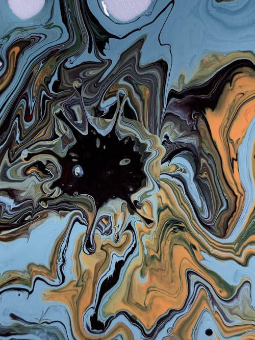 Pintura Abstrata Em Preto E Azul