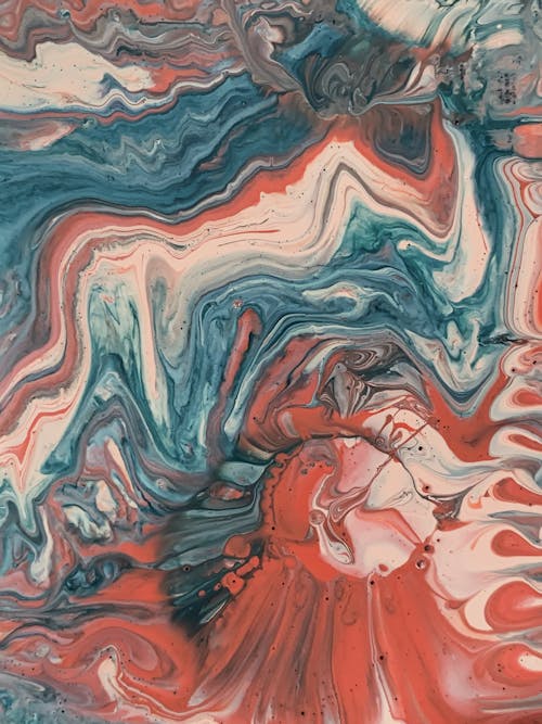 Blue, Red and White Abstract Painting