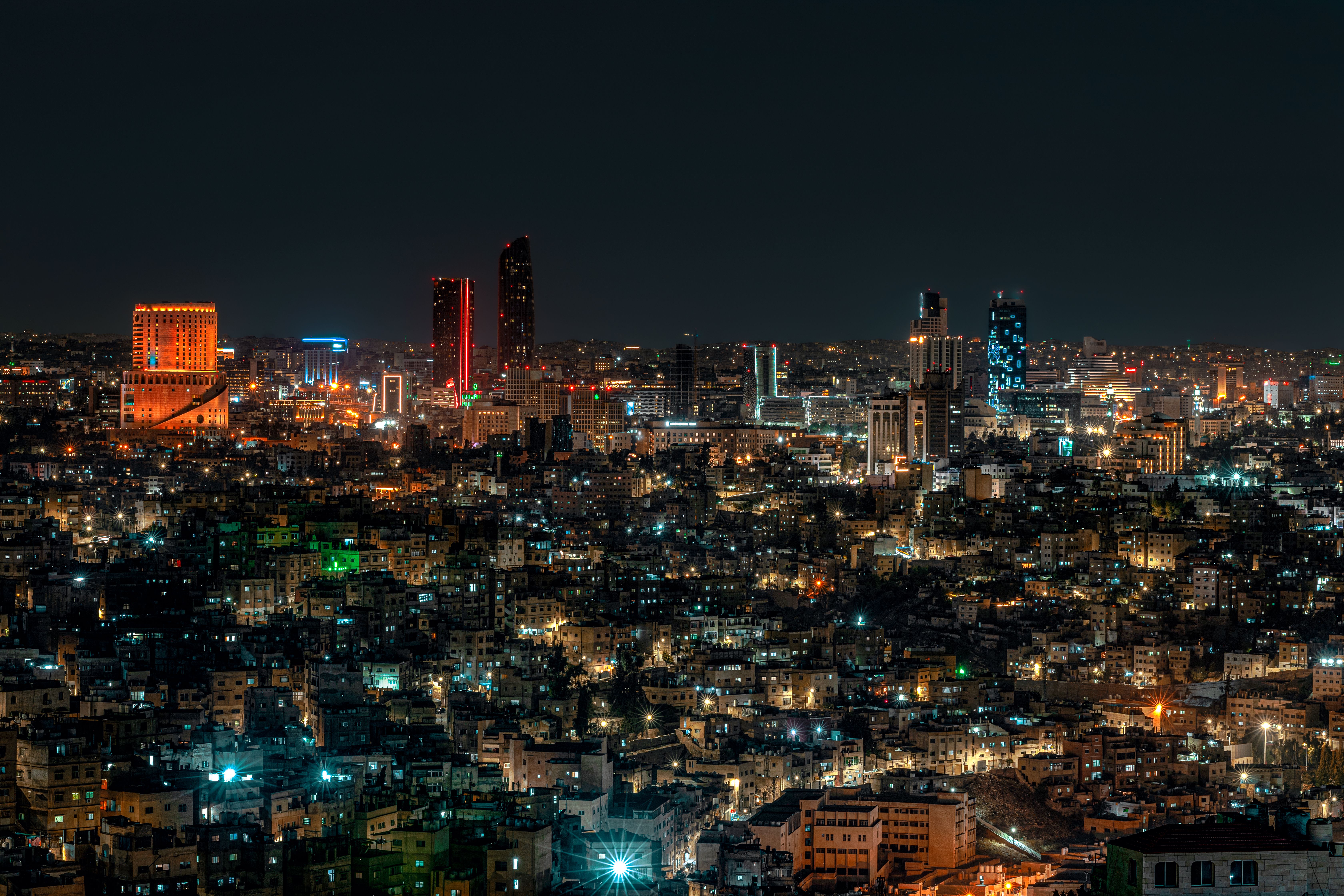 amman-skyline-at-night-with-city-lights-free-stock-photo