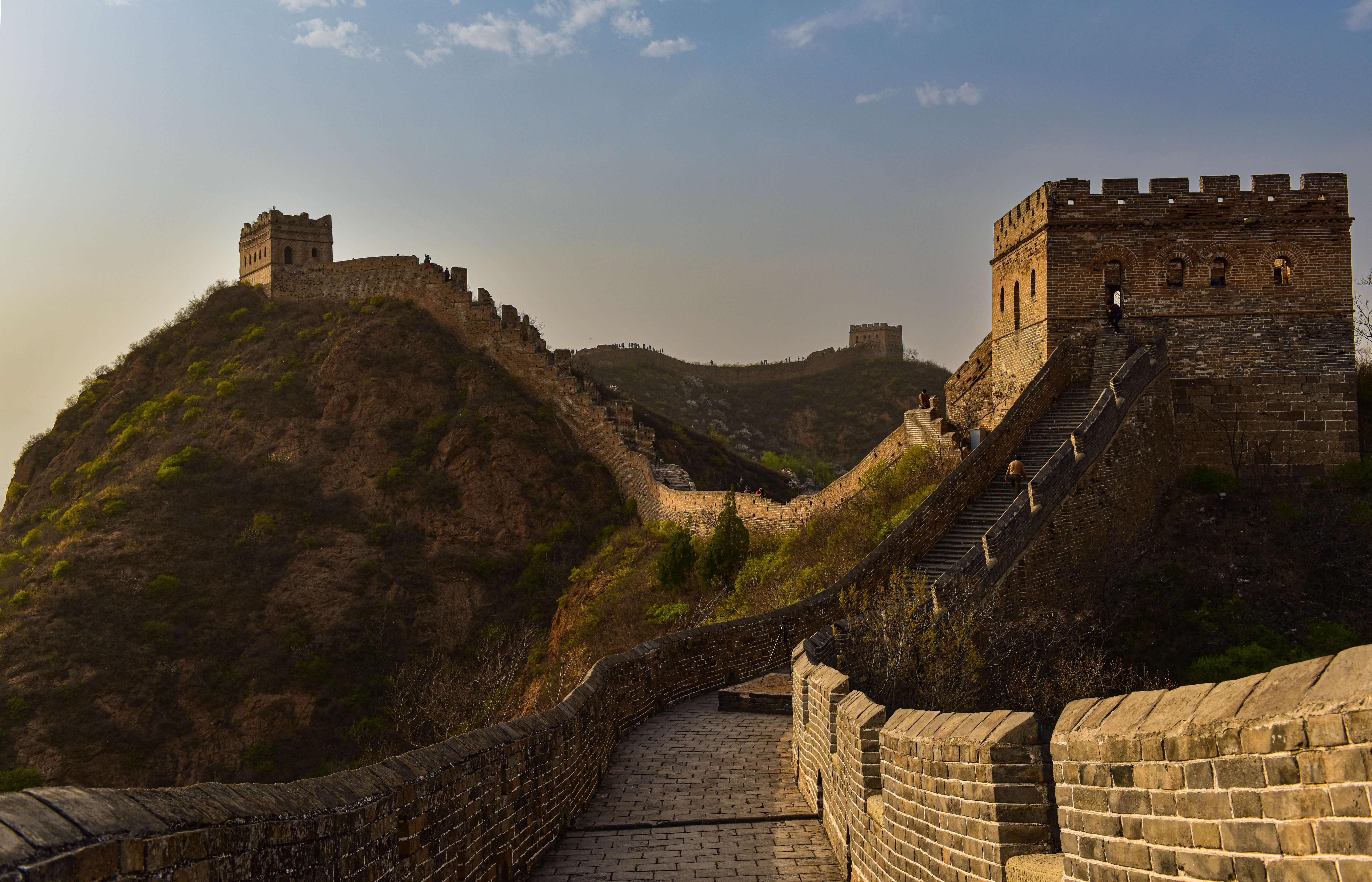 The Great Wall of China snaking across mountains