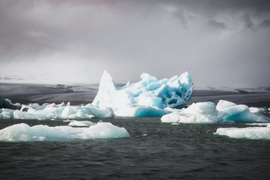 Jökulsárlón glacier lagoon and ice cave — Iceland — Northern Lights