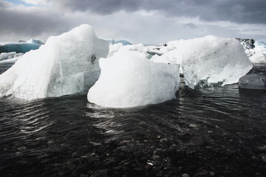 Jökulsárlón glacier lagoon and ice cave — Iceland — Northern Lights