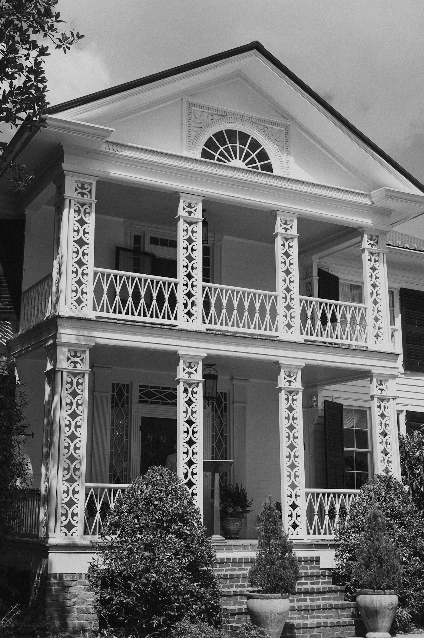 A restored historic residence facade