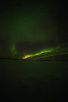 Majestic green aurora borealis illuminated against a starry night sky.