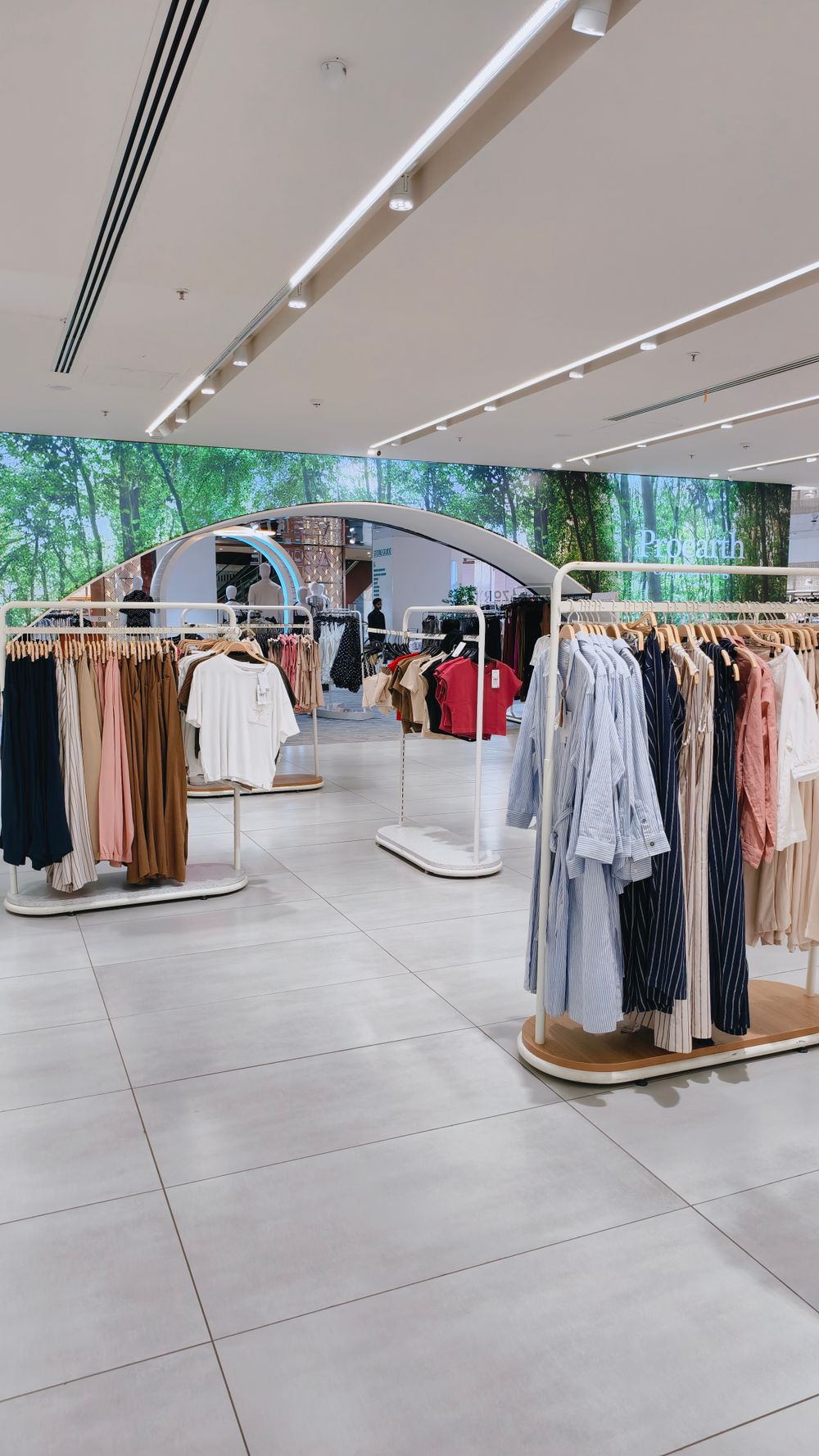 Modern retail store with organized clothing display