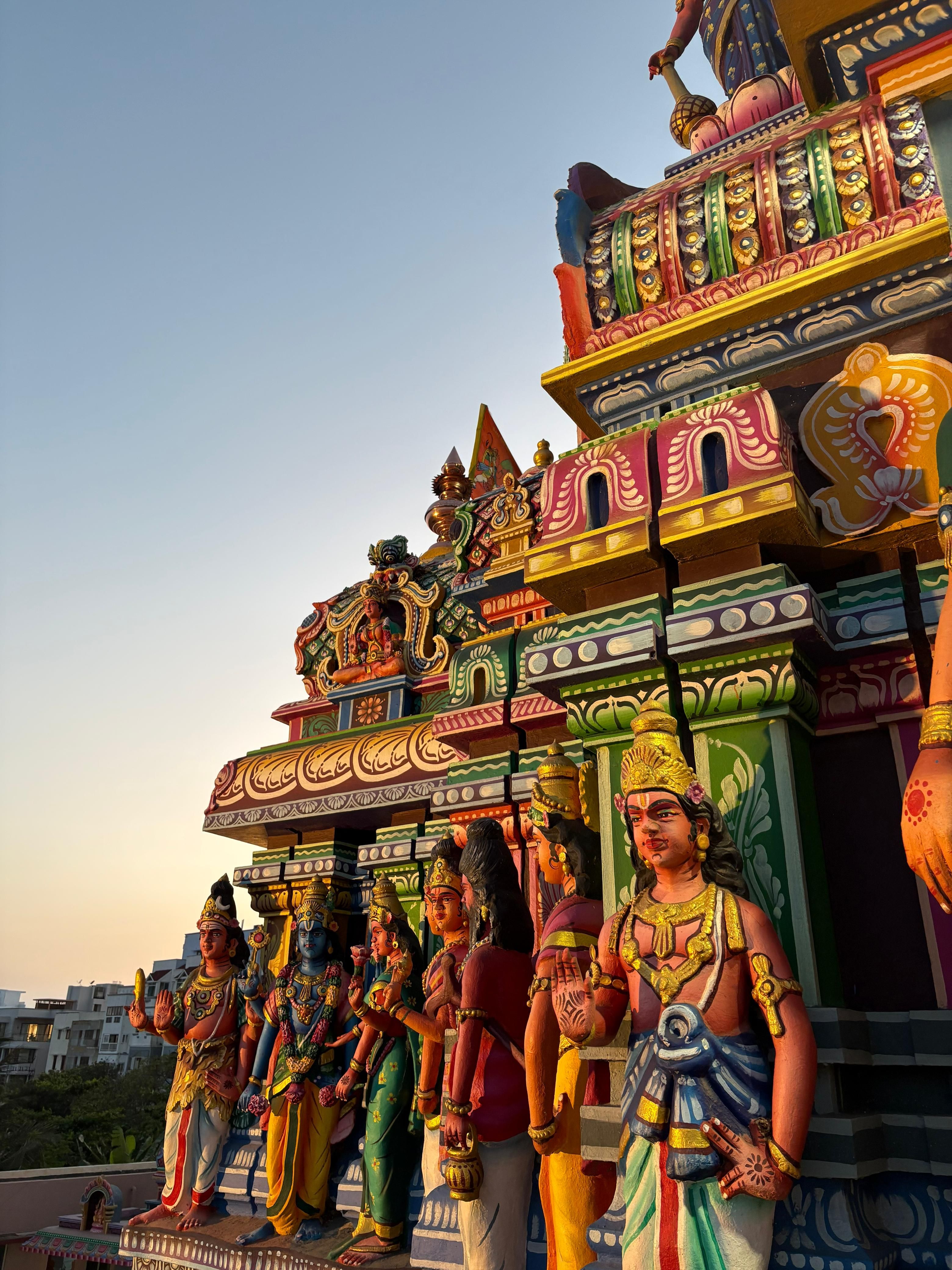 Vibrant Hindu Temple Architecture at Sunset · Free Stock Photo