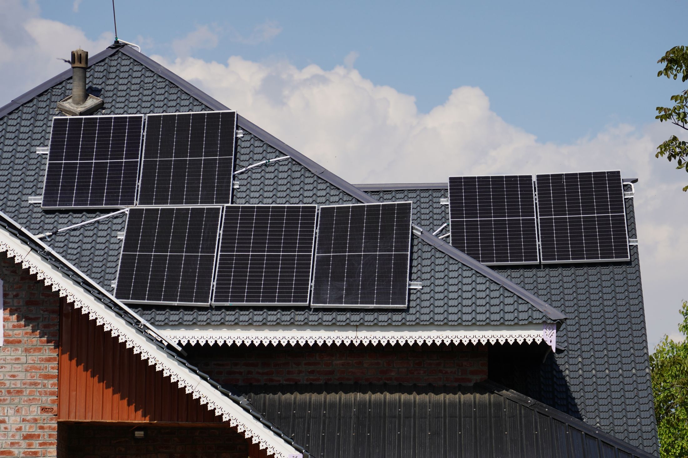 Rooftop solar panels on a residential house in India